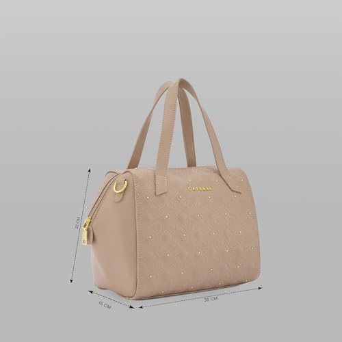 Caprese Rain Medium Satchel Bag for Women with Adjustable & Detachable Strap | Versatile Shoulder, Crossbody & Handheld Bag with Multi-Compartments for Work and Travel (Mocha Mousse)