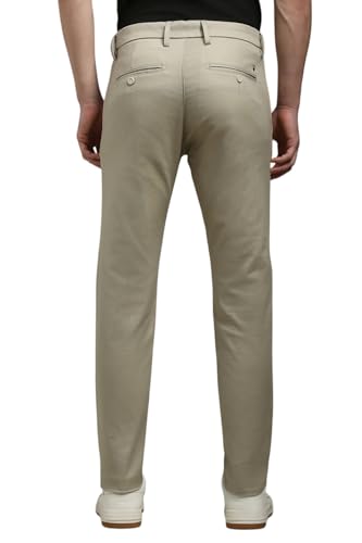 Men Beige Smart Fit Solid Flat Front Casual Trousers