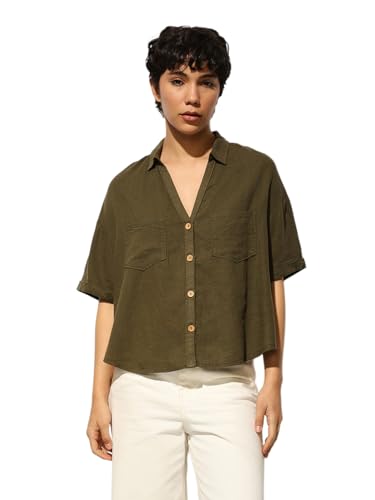 ONLY Women's Regular Dark Green Shirt