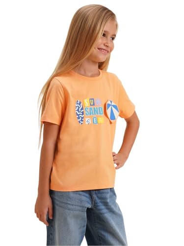 VERO MODA Girl's Regular Fit Orange T-Shirt