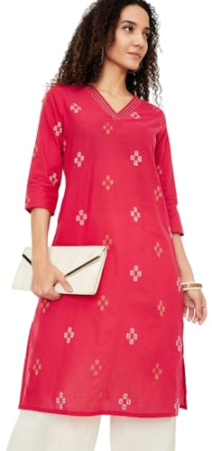 Max Women's Cotton Regular Kurta (PEPKFE24SE_Pink