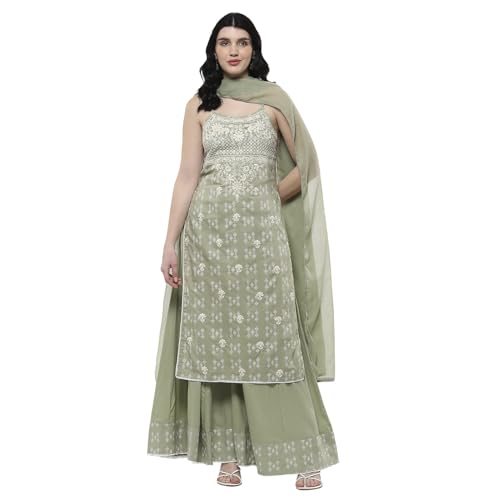 Biba Women's Cotton Kurta Set (SKDNKSI10445SS25GRN_Green