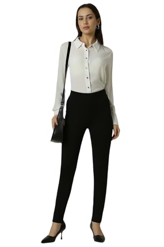 Van Heusen Women's Regular Casual Pants (VWTFPRGF654061_Black