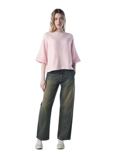 ONLY Women's Acrylic Blend Round Neck Pullover Sweater (15333199- Potpourri