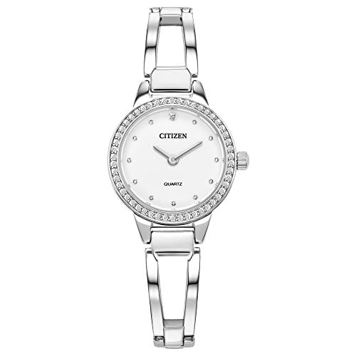 Citizen Quartz Women's Watch, Stainless Steel, Classic, Silver-Tone Bangle, White Dial, Bangle,Classic