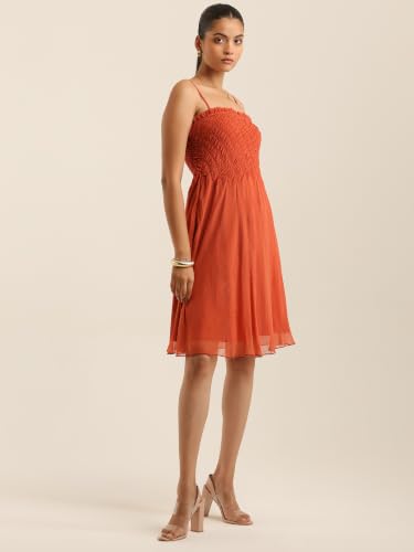 Label RITU KUMAR Rust Eva Offshoulder Dress