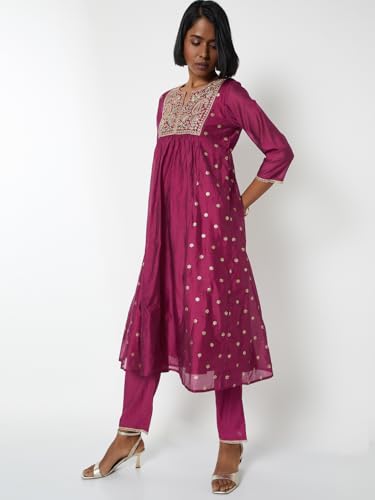 Max Women's Polyester Blend Kurta Set (CONU57001A_Pink