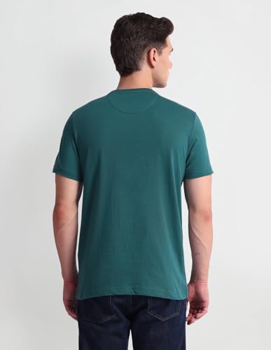 Arrow Brand Print Cotton T-Shirt (ASAEOTS5104_Green_M)