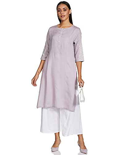 W for Woman Women's Rayon Regular Kurta (20AUW14661-116395_Light Purple_M)