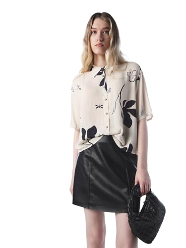 ONLY Women's Abstract Print Regular Fit White Shirt