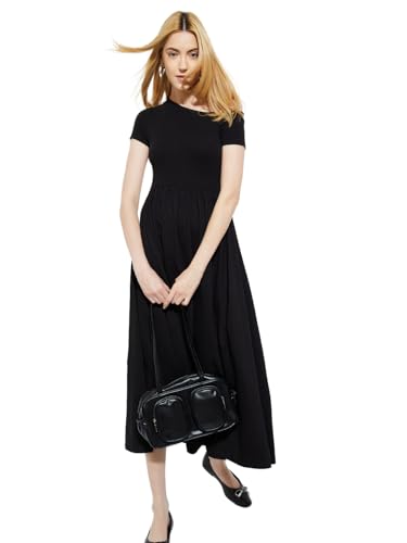 Max Women's Viscose A-Line Midi Dress (WINLAND08_Black
