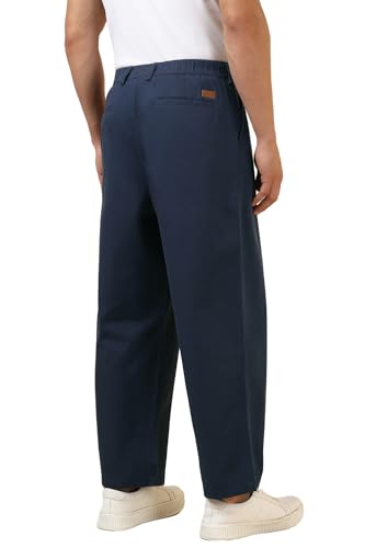 Men Navy Solid Casual Trousers