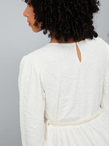 Max Women's Cotton Blend A-Line Below The Knee Dress (BOH18_Ecru