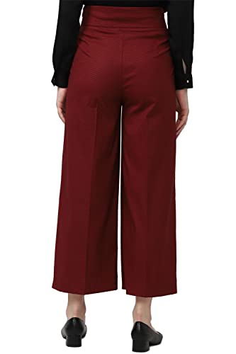 Women Maroon Solid Casual Regular Fit Trousers