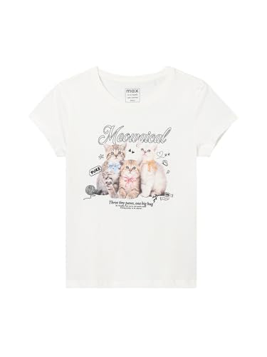 Max Girls Printed T-Shirt (White_10-12 Y)