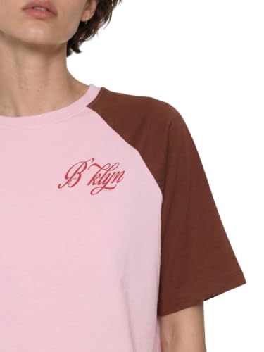 ONLY Women's Typographic Boxy Fit Pink T-Shirt