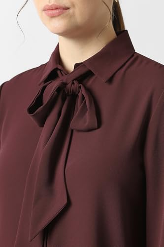 Women Maroon Solid Long Sleeves Formal Shirt