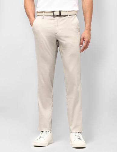 U.S.Polo Association Men's Textured Austin Slim Fit Trousers (USTRO014D_Ecru_40)