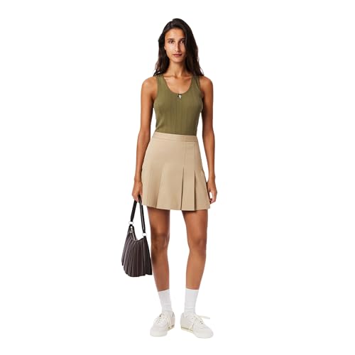 Short Stretch Cotton Pleated Skirt