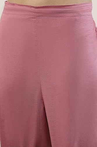 Biba Women Pink Cotton Straight Suit Set_32