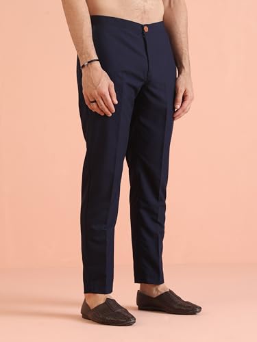 KISAH Men's Jodhpuri Bandhgala-Blazer Trouser Set, Magenta Silk Blend, Woven Design Regular Fit Mandarin Collar Long Sleeves (38)
