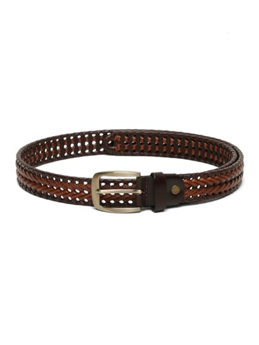 TYBELT Genuine Bunani Leather Belt for Men | Adjustable Waistband up to 44 Inches | Belt for Jeans & Dress Pants | Brown Color (Pack of 1)_90