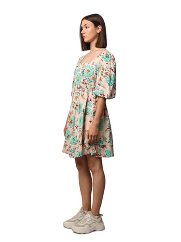 ONLY Women Floral Casual Beige Fit and Flare Dress