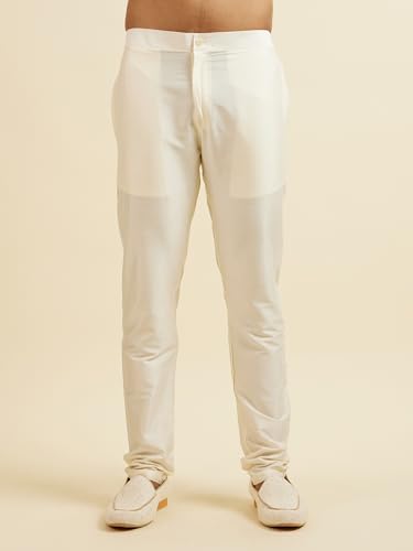 Manyavar Men's Georgette Chikankari Sequins Kurta Set (Cream,XXL)