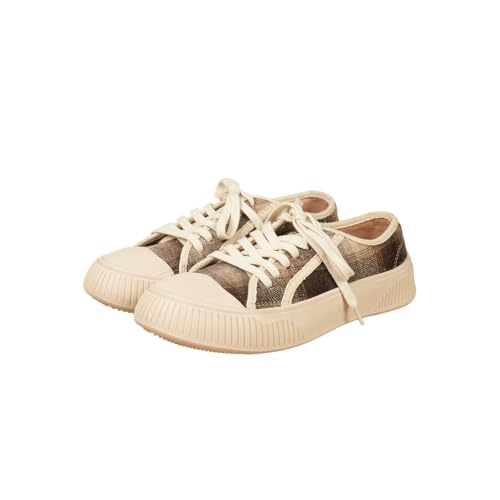 Theater Wicked Brothers Brown Tweed Lace-Up Sneakers for Women | Casual Shoes with Cushioned Insole for All-Day Comfort