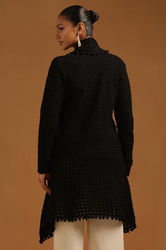 Soch Womens Black Acrylic Crochet Winter Shrug