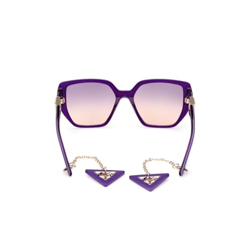 Guess sunglasses| 100% UV protected | Gradient | Full Rim | Square | Women | Large | Shiny Violet Acetate Frame | Violet Gradient Lens
