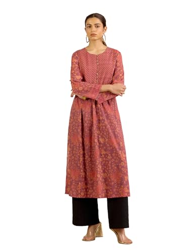 Aarke Ritu Kumar Brick Red Maya Full Sleeves Asymmetric Kurta