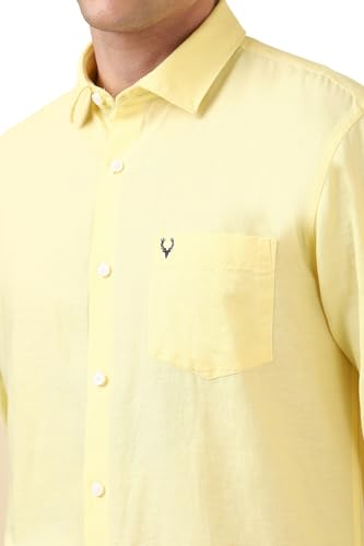 Men Yellow Slim Fit Solid Full Sleeves Casual Shirts