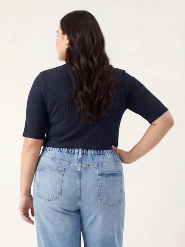 Max Women Ribbed T-Shirt (Blue_3XL)