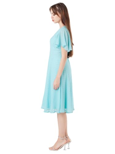 Zink London Women's Blue Self Design Regular Midi Dress