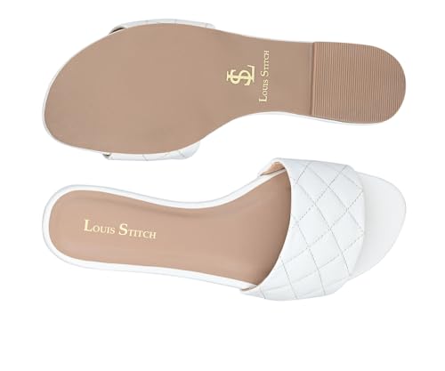 LOUIS STITCH Women’s One strap Flat Sandals | Open Toe White Comfortable Sandal | LSOF-FI02-QS | UK-5
