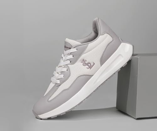 LOUIS STITCH Women’s Ash Grey Lightweight Athleisure Sport Shoes | Lightweight Casual Sneakers | Sporty Lace-Up Sneaker and Athleisure Wear| Perfect for Casual, Gym & Travel Wear | LSLD-AT-RF01-GYWH | UK-7