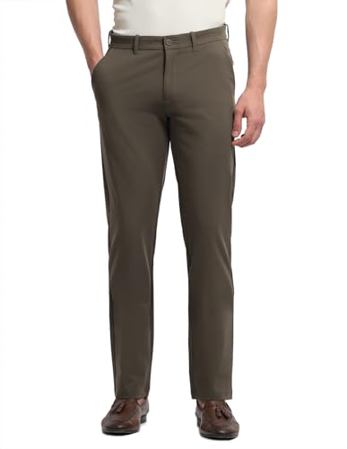 Arrow Sport Men's Hudson Tailored Fit Mid Rise Trousers (ASALTR2614_Brown_34)