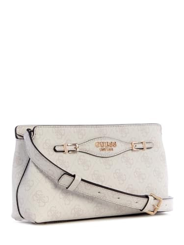 GUESS White Logo Printed Katya Top Zip Crossbody Bag
