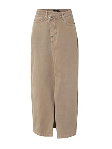 ONLY Women's Solid Flared Fit Mid-Rise Brown Skirt