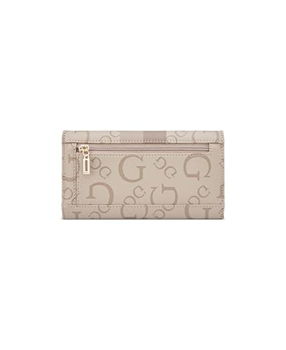 Guess Taupe Printed Snap Button Wester Slim Clutch Tri-Fold Wallet