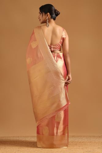Soch Womens Fuchsia Tissue Zari Woven Saree