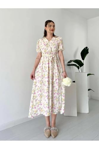 Pimu Rayon Fit and Flare Below The Knee One Piece Dresses for Women | Dress (in, Alpha, 2XL, Regular, Toddler Girls, White)