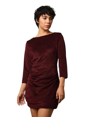 ONLY Women's Fitted Maroon Dress