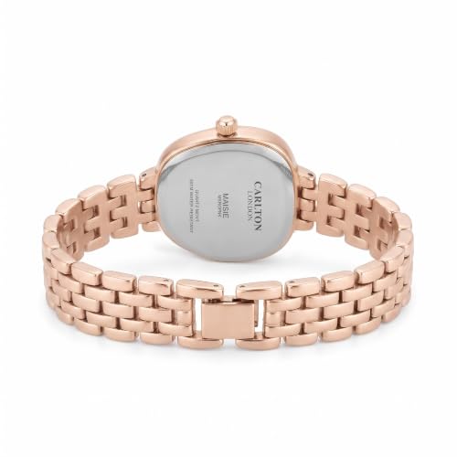 Carlton London Women's Watch Maisie Pink Rectangle Dial MSRGPNK | Pink Dial | Rectangle Dial Shape | Rose Gold Stainless Steel Bracelet | Quartz Movement