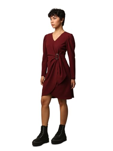 ONLY Women's Regular Fit Maroon Dress