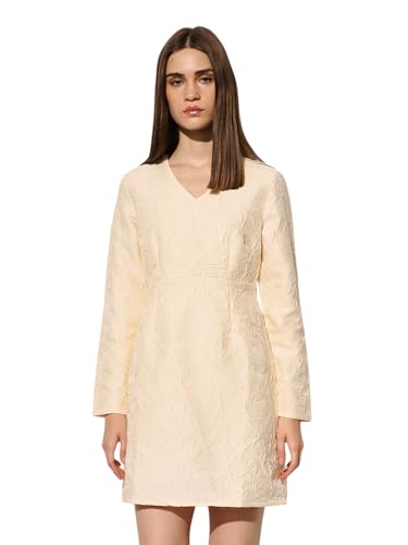 ONLY Women's Self Design A-Line Cream Dress