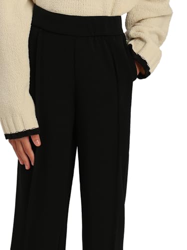 VERO MODA Girl's Solid Regular Fit High Rise Black Pants