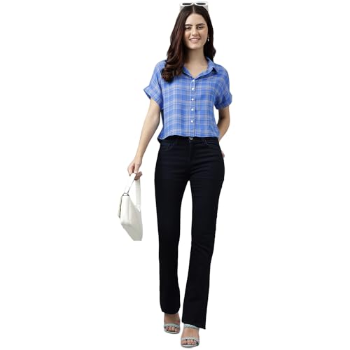 Latin Quarters Women's Blue Yarn Dyed Rayon Blouse_XXXL