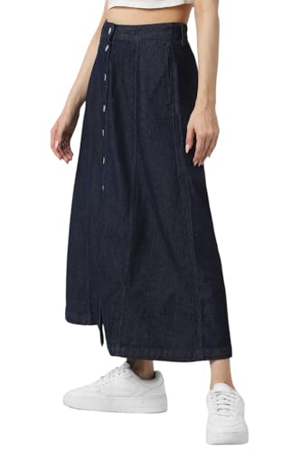 Women Navy Solid Casual Skirt